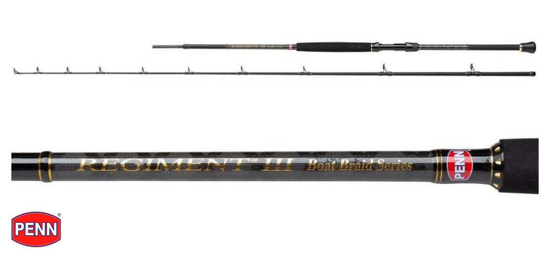 Penn Regiment III Mk3 Braid Boat Fishing Rod - 8'2" / 2pc - 12-12lb / 20-30lb