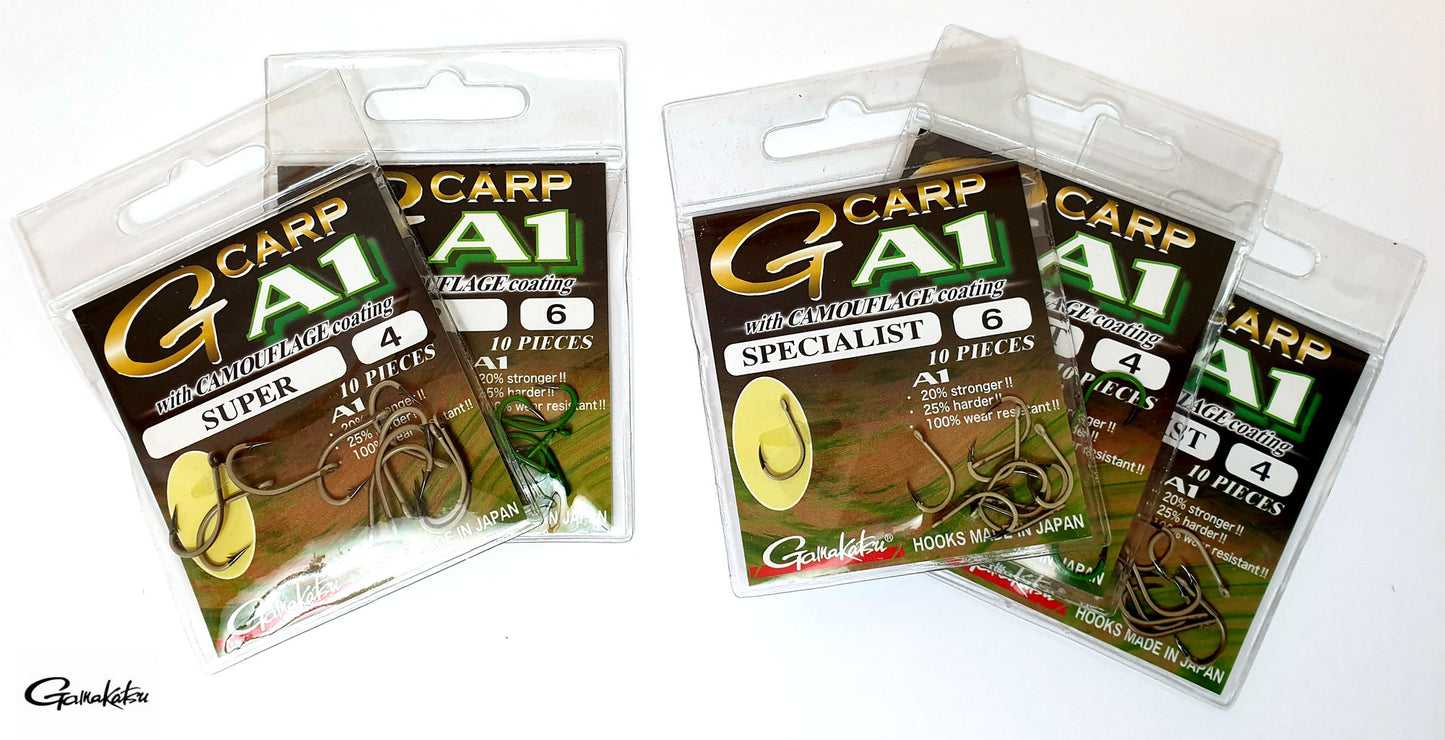 Special Offer Gamakatsu G-Carp A1 Super Camo Hooks - Green / Sand - Sizes 4/6/8