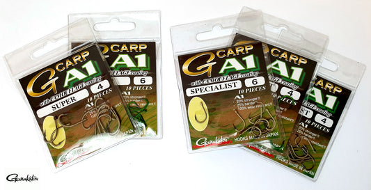 Special Offer Gamakatsu G-Carp A1 Super Camo Hooks - Green / Sand - Sizes 4/6/8