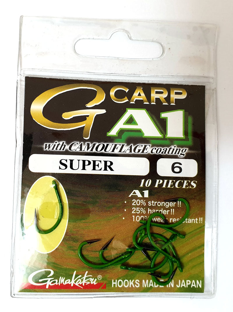 Special Offer Gamakatsu G-Carp A1 Super Camo Hooks - Green / Sand - Sizes 4/6/8