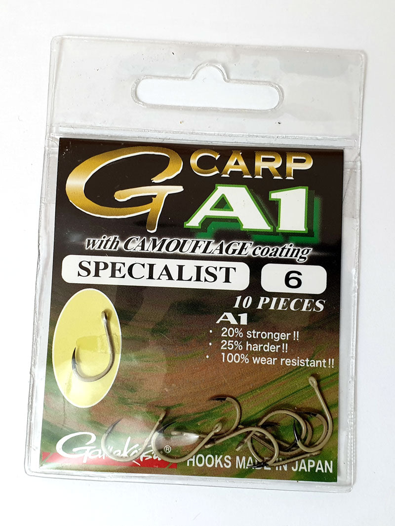 Special Offer Gamakatsu G-Carp A1 Super Camo Hooks - Green / Sand - Sizes 4/6/8