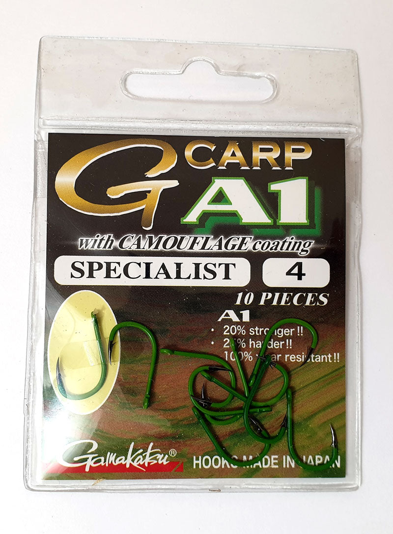 Special Offer Gamakatsu G-Carp A1 Super Camo Hooks - Green / Sand - Sizes 4/6/8