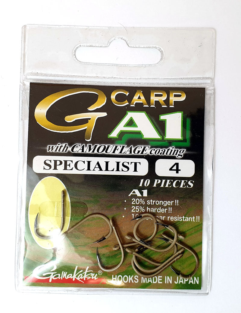 Special Offer Gamakatsu G-Carp A1 Super Camo Hooks - Green / Sand - Sizes 4/6/8