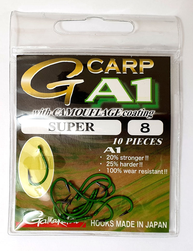 Special Offer Gamakatsu G-Carp A1 Super Camo Hooks - Green / Sand - Sizes 4/6/8