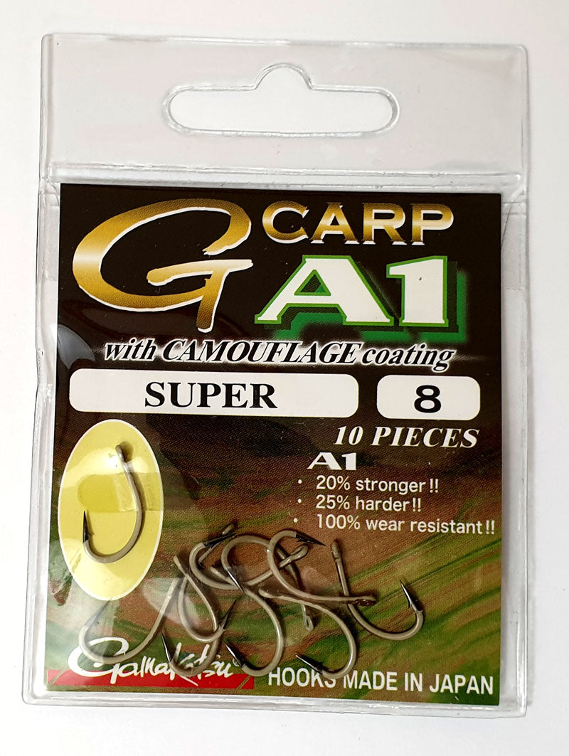 Special Offer Gamakatsu G-Carp A1 Super Camo Hooks - Green / Sand - Sizes 4/6/8