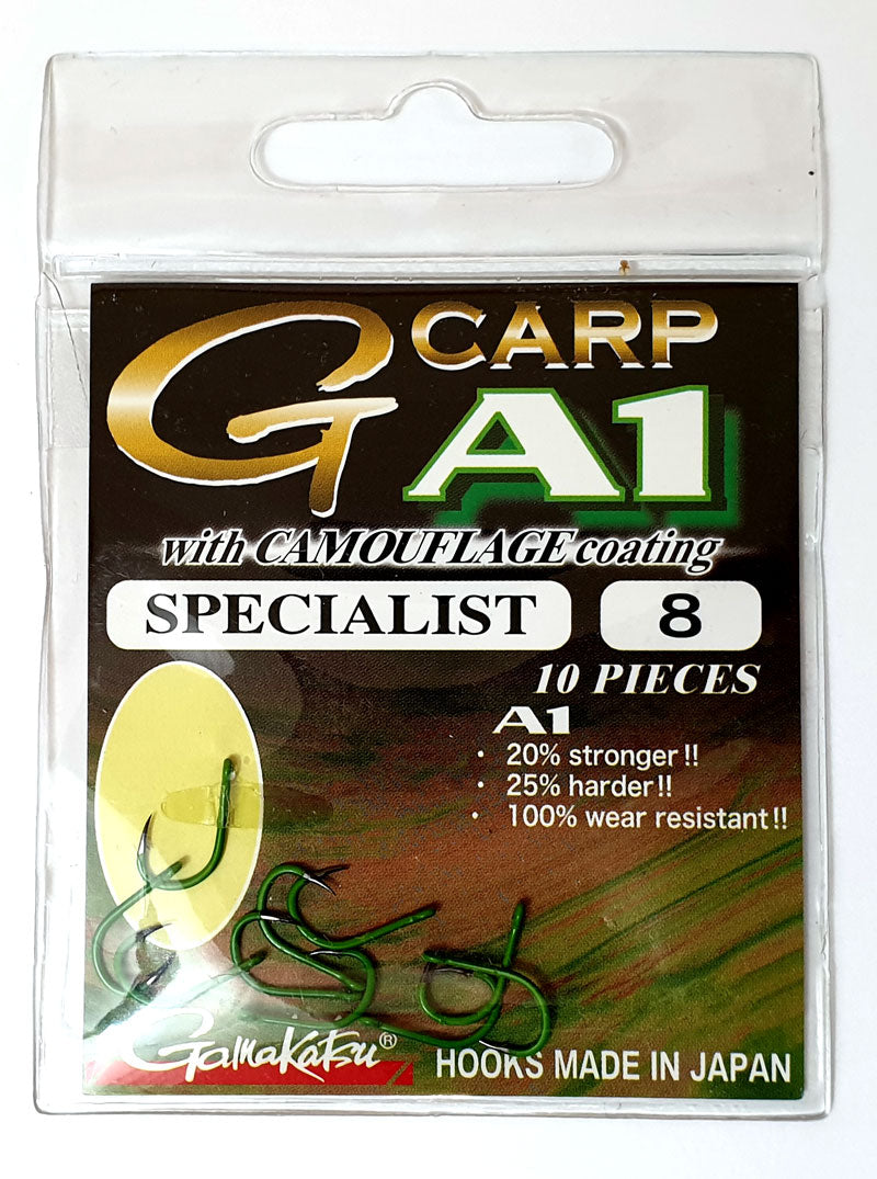 Special Offer Gamakatsu G-Carp A1 Super Camo Hooks - Green / Sand - Sizes 4/6/8