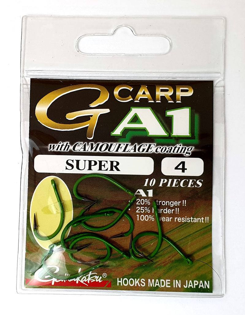 Special Offer Gamakatsu G-Carp A1 Super Camo Hooks - Green / Sand - Sizes 4/6/8