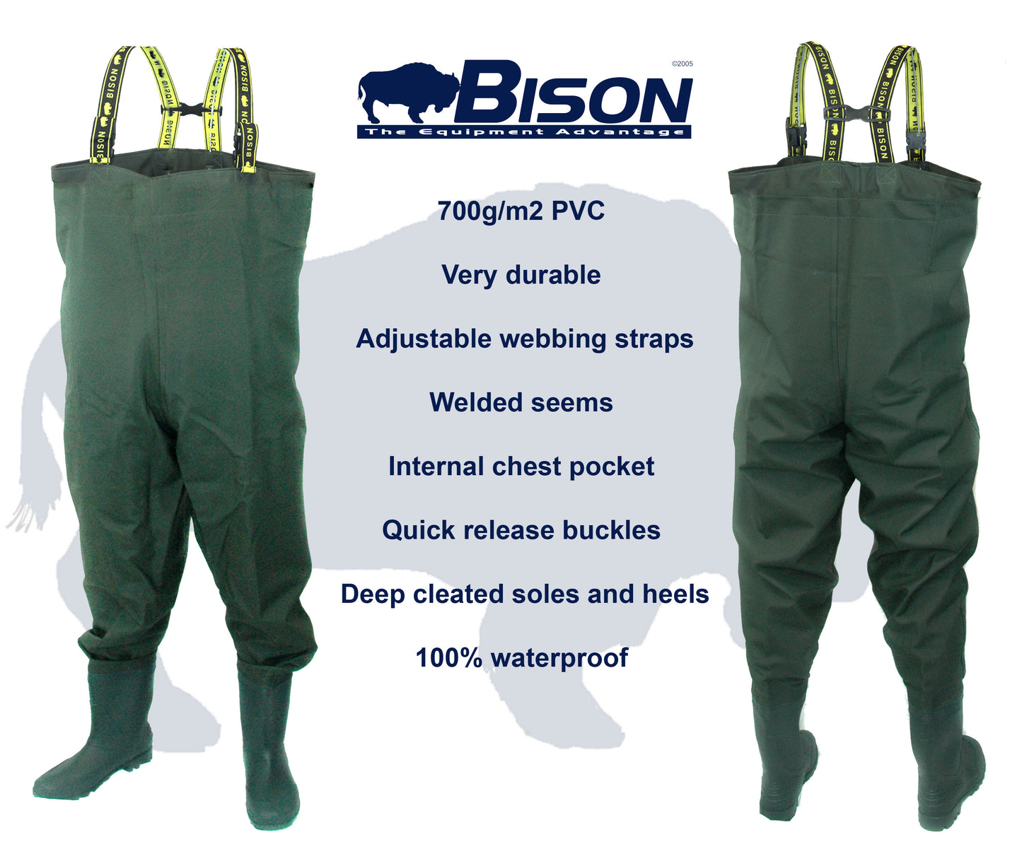 BISON HEAVY DUTY 700g CHEST WADERS – Fishingmad