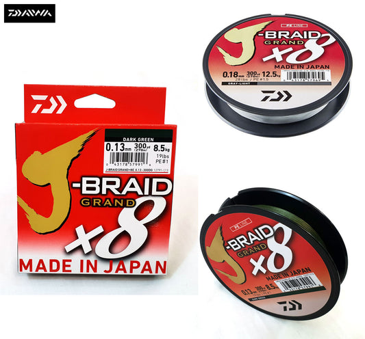 New Daiwa J-Braid Grand X8 Fishing Line 270m - All Colours & Breaking Strains