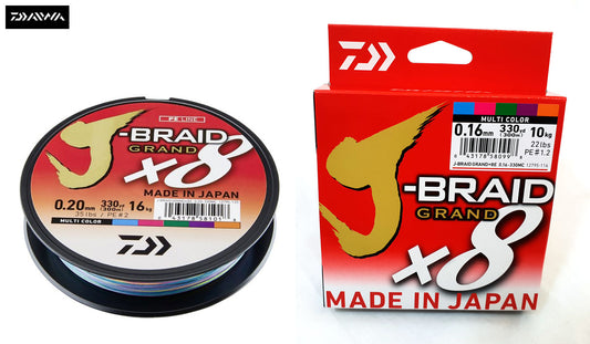 New Daiwa J-Braid Grand X8 Fishing Line Multi Colour 150m / 300m - All Sizes