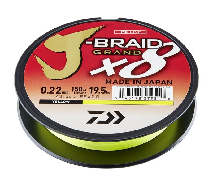 New Daiwa J-Braid Grand X8 Fishing Line 135m - All Colours & Breaking Strains