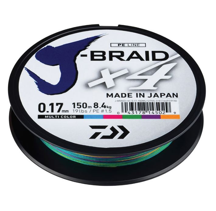 New Daiwa J-Braid X4 Fishing Line Multi Colour 150m Spool - All Breaking Strains