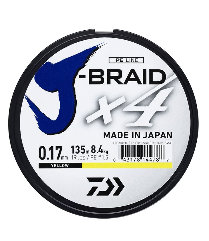 New Daiwa J-Braid X4 Fishing Line 135m Spool - All Colours & Breaking Strains