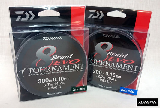 NEW DAIWA TOURNAMENT EVO 8 BRAID 300m SPOOL ALL COLOURS AND BREAKING STRAINS