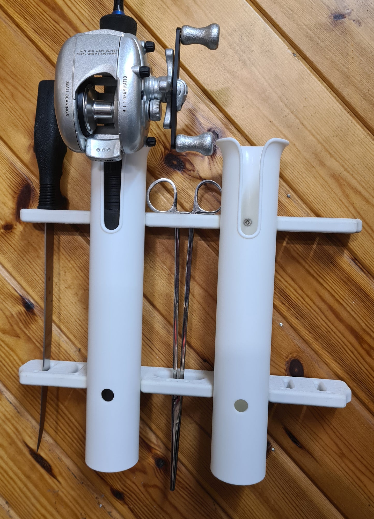 2 FISHING ROD HOLDER AND TOOL RACK