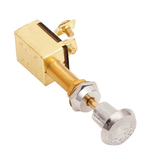 MARINE PUSH PULL SWITCH 3-POSN BRASS 15amp 12volt