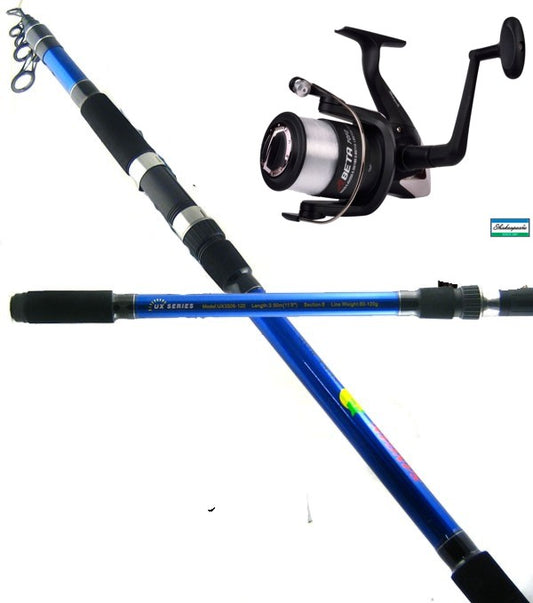 TRAVEL SEA FISHING BEACH CASTING 11'8''  ROD AND FIXED SPOOL REEL AND LINE