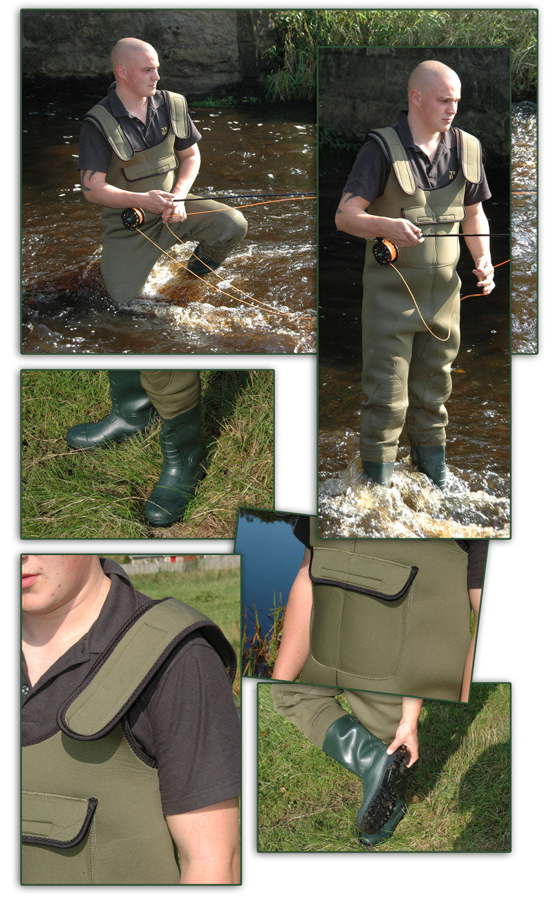 NEOPRENE CHEST WADERS AND WADING JACKET  wader 8 med